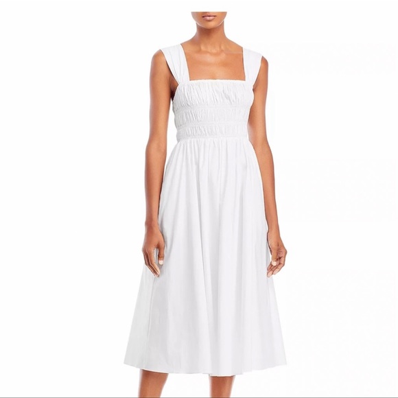 STAUD Ida smocked white midi dress - Picture 2 of 2